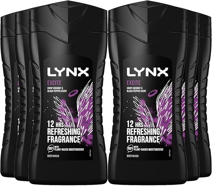 Lynx 6x Excite Shower Gel Mens Body Wash 250ml - Image 2